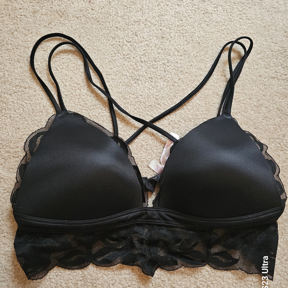 PINK SzM Elegant Black Lace Bralette